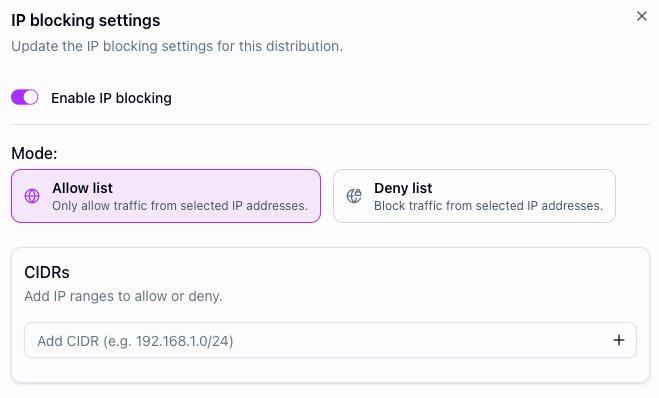 IP-blocking settings