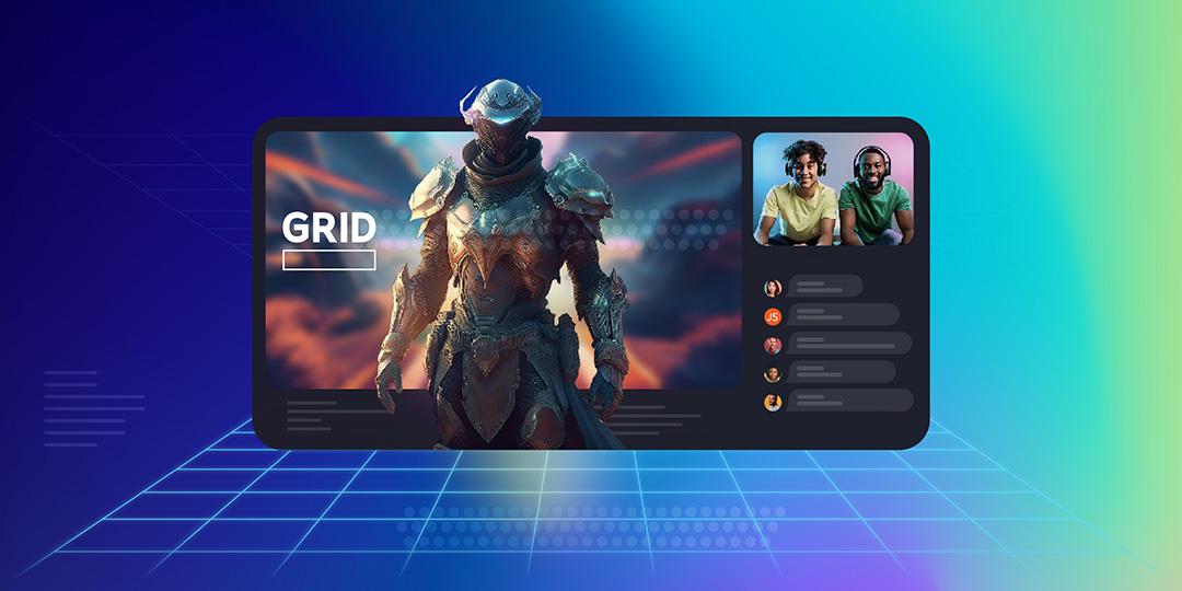 Grid eSports UI with live streamers in the top right corner