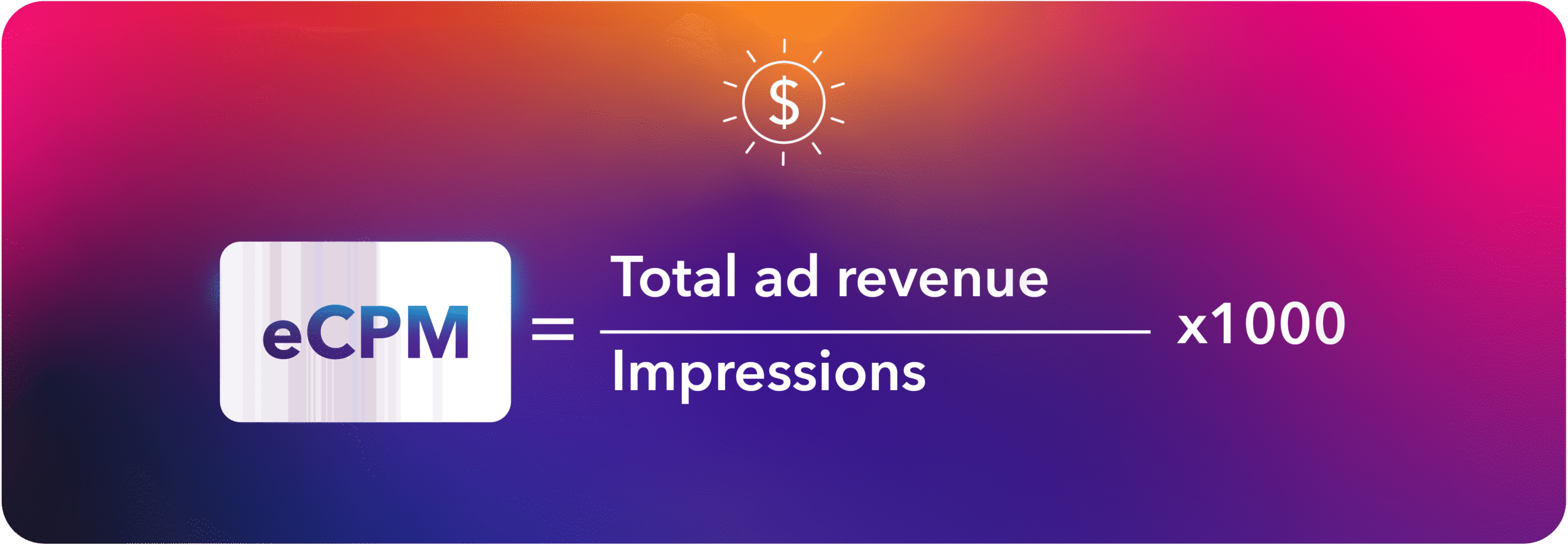 eCPM formula graphic showing how to calculate effective cost per mille in advertising.