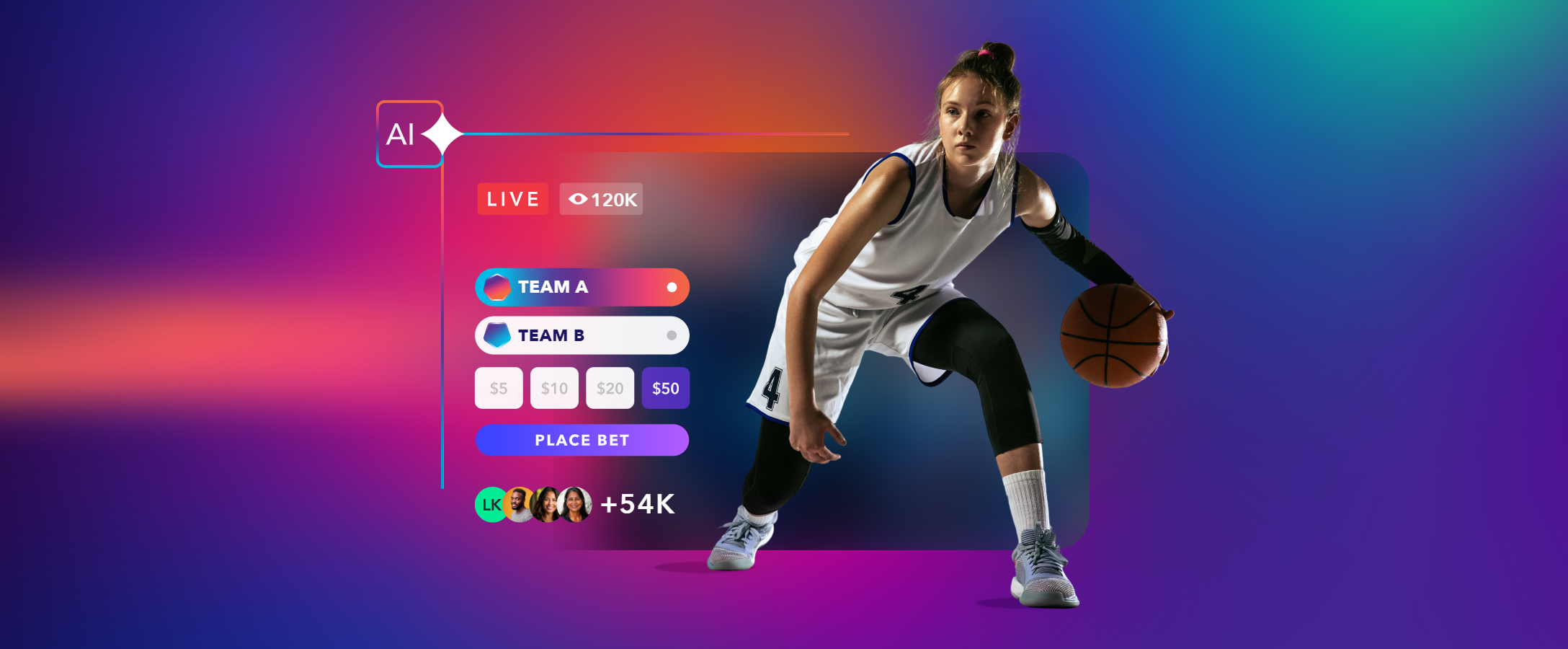Basketball live betting interface with dynamic odds and user engagement.