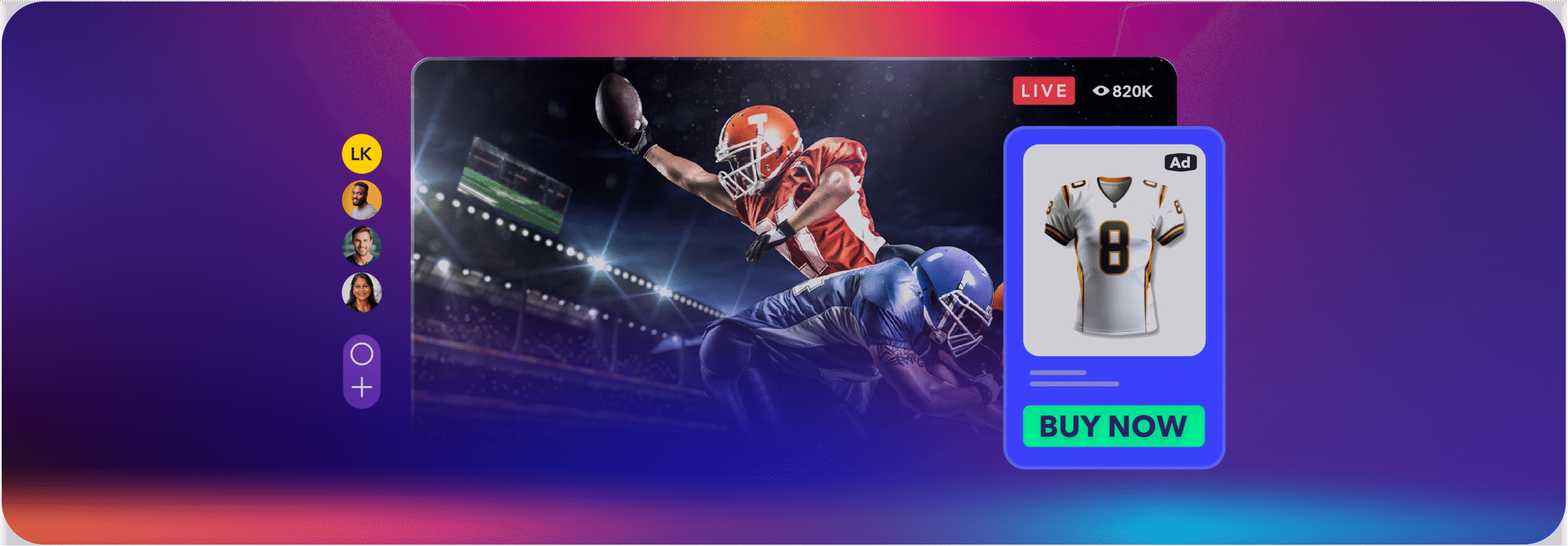 football game interactive stream with jersey ad