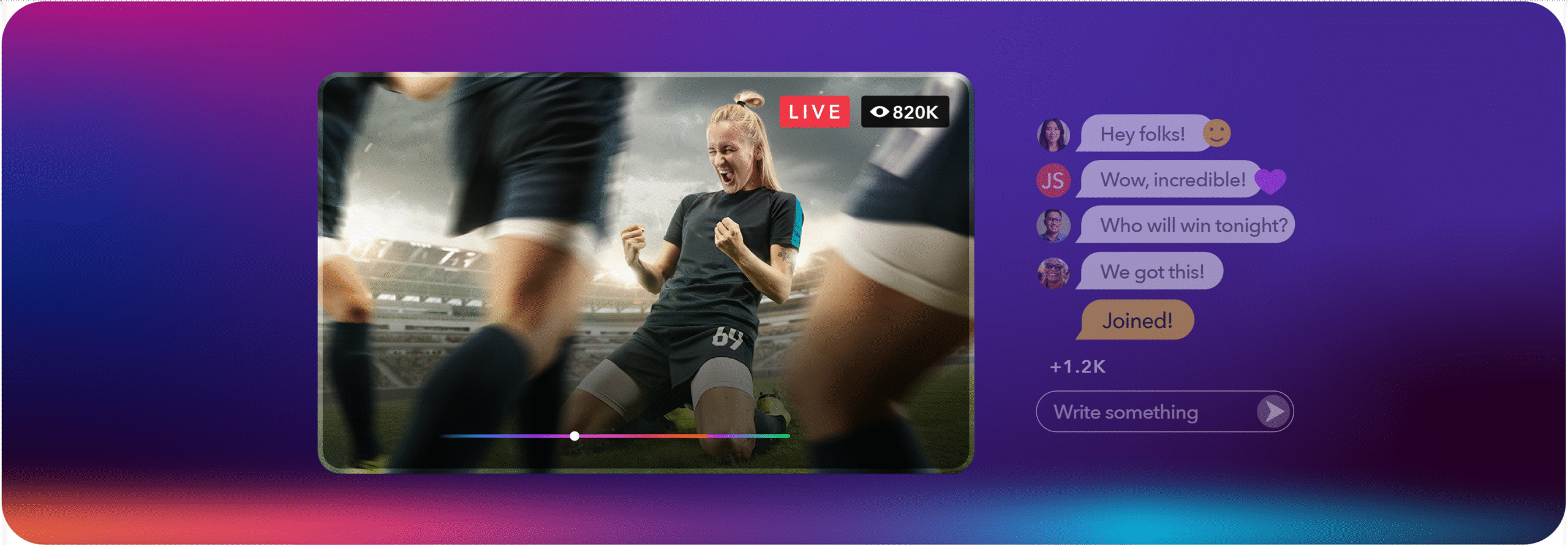 interactive video stream of women's soccer game