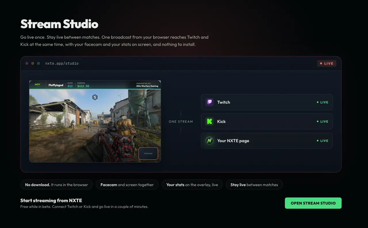 Nxte app stream studio